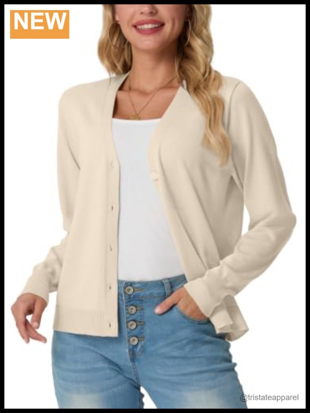 Lightweight V-Neck Button Down Cardigan Sweater for Women Long Sleeve